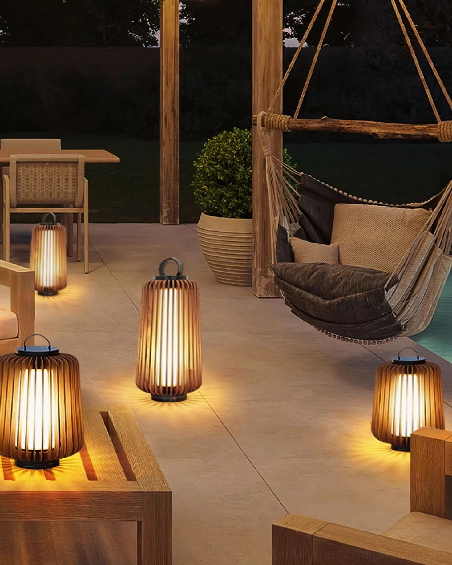 Legno outdoor table lamp ambient lighting warm glow evening ambiance creation