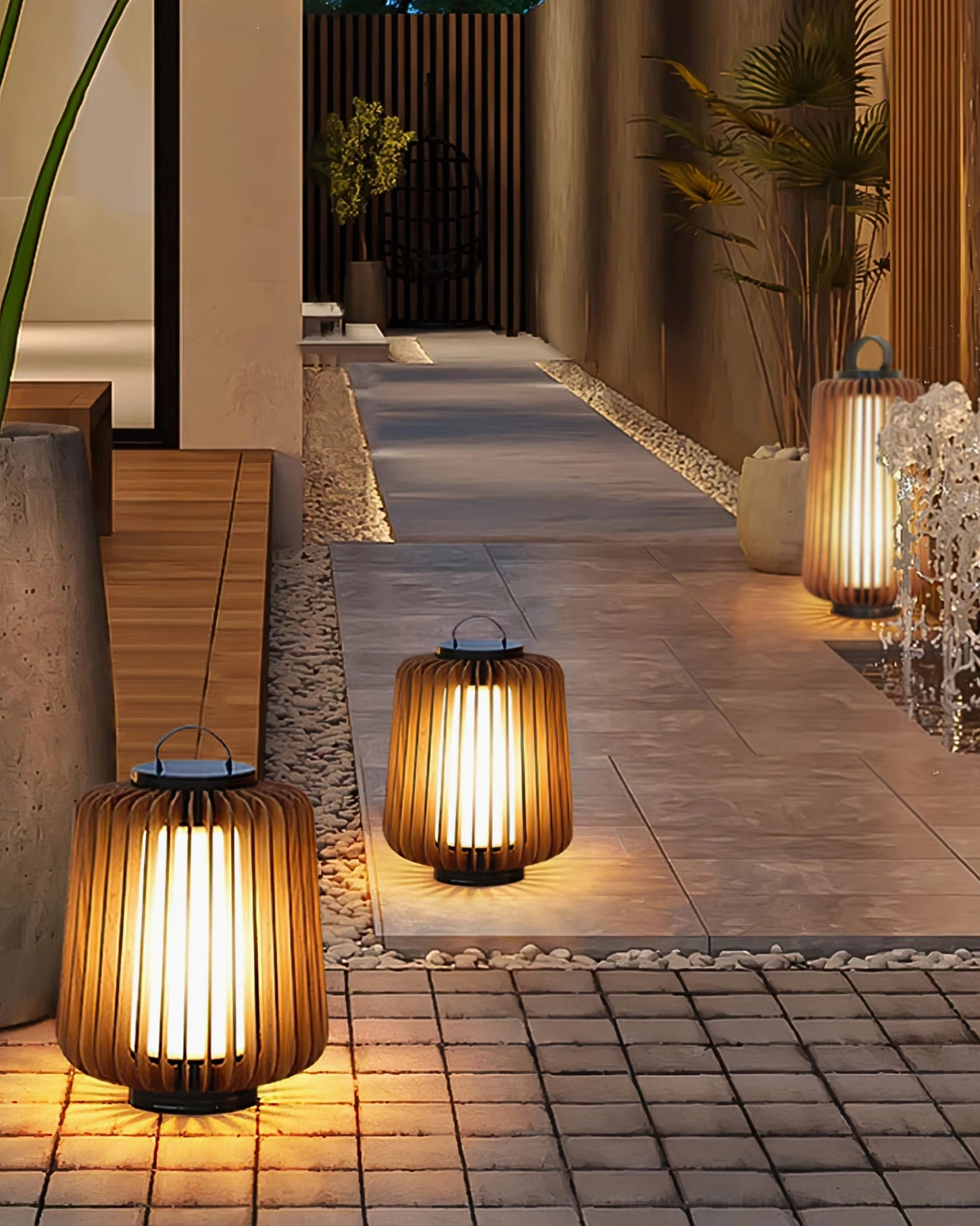 Legno outdoor lantern table lamp contemporary aesthetic outdoor living space