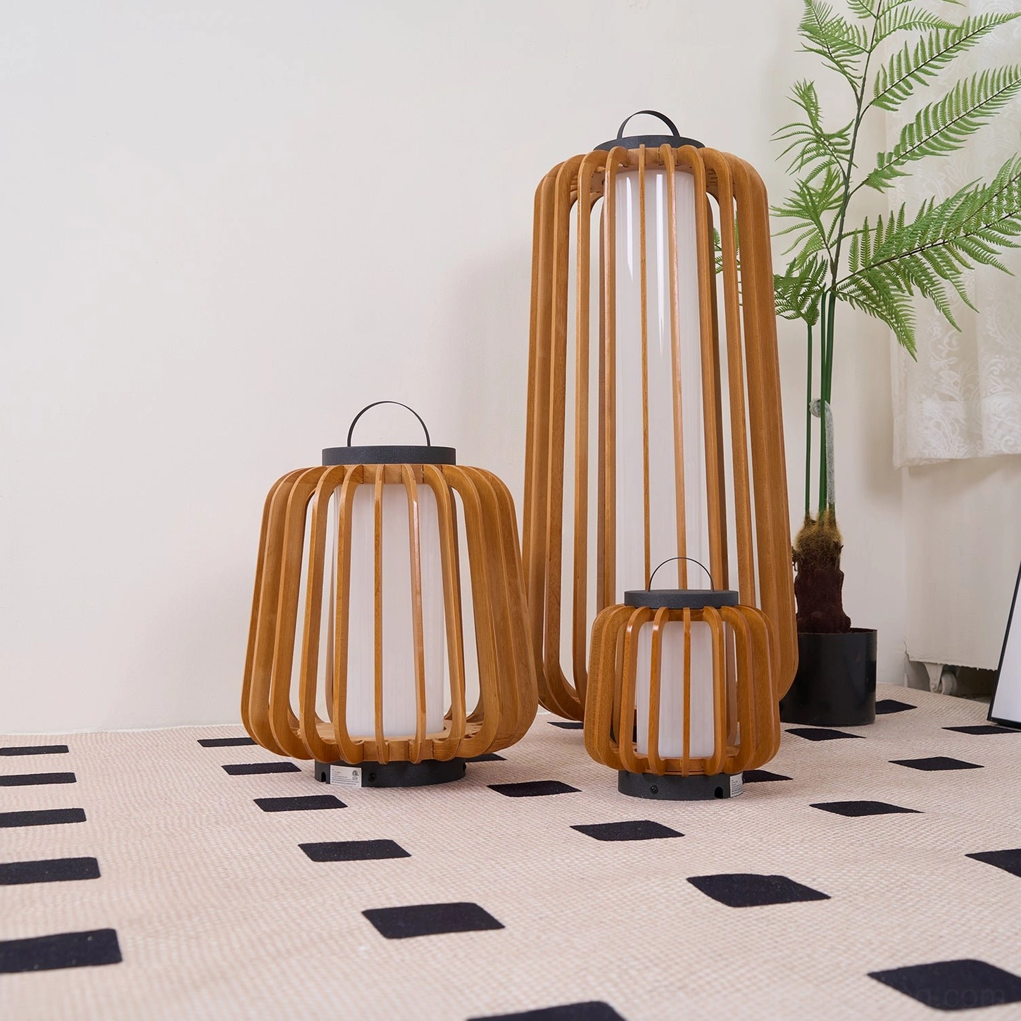 Legno outdoor table lamp multiple finishes black stainless steel and teak wood options