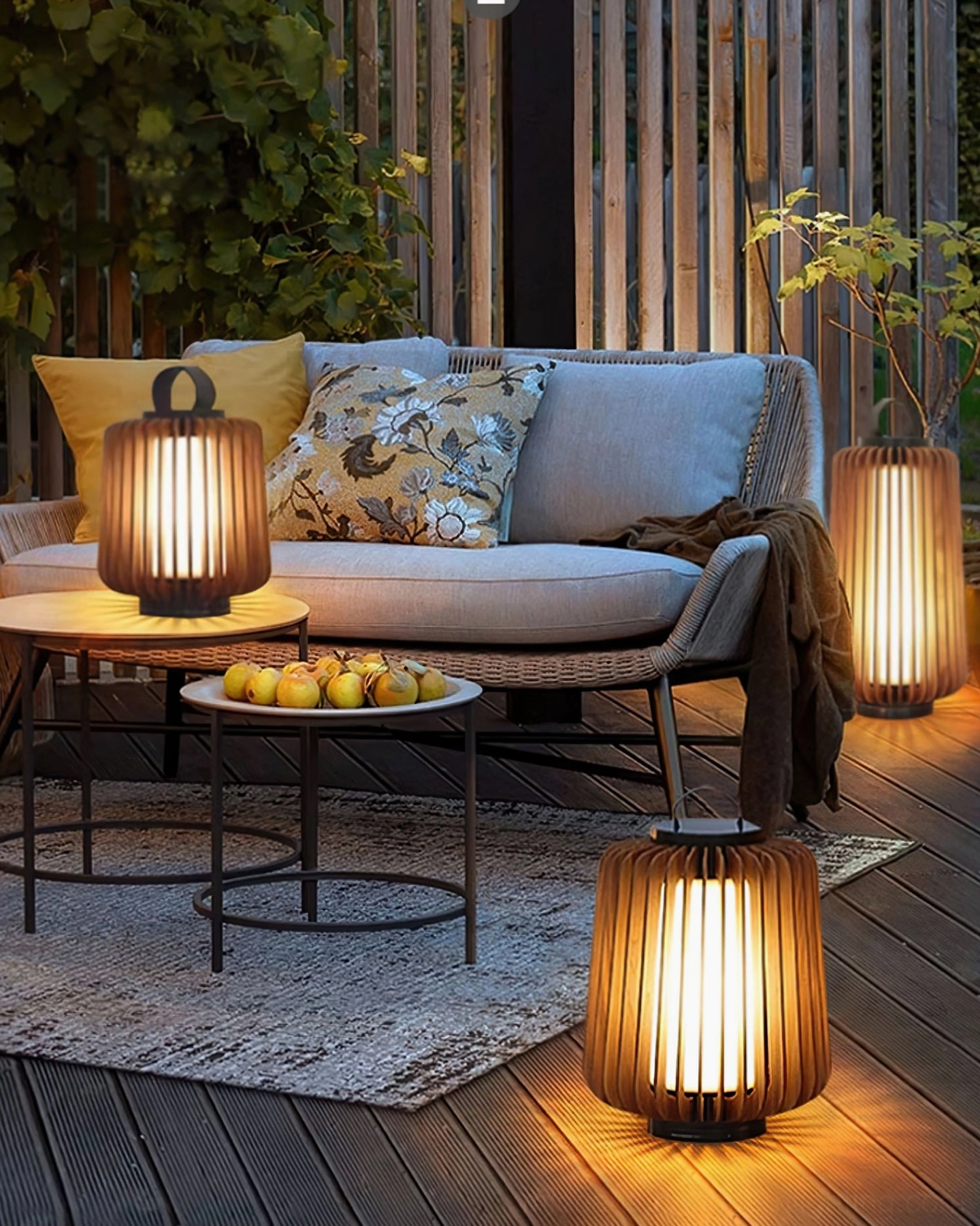 Legno outdoor table lamp wood and metal construction mid-century modern design