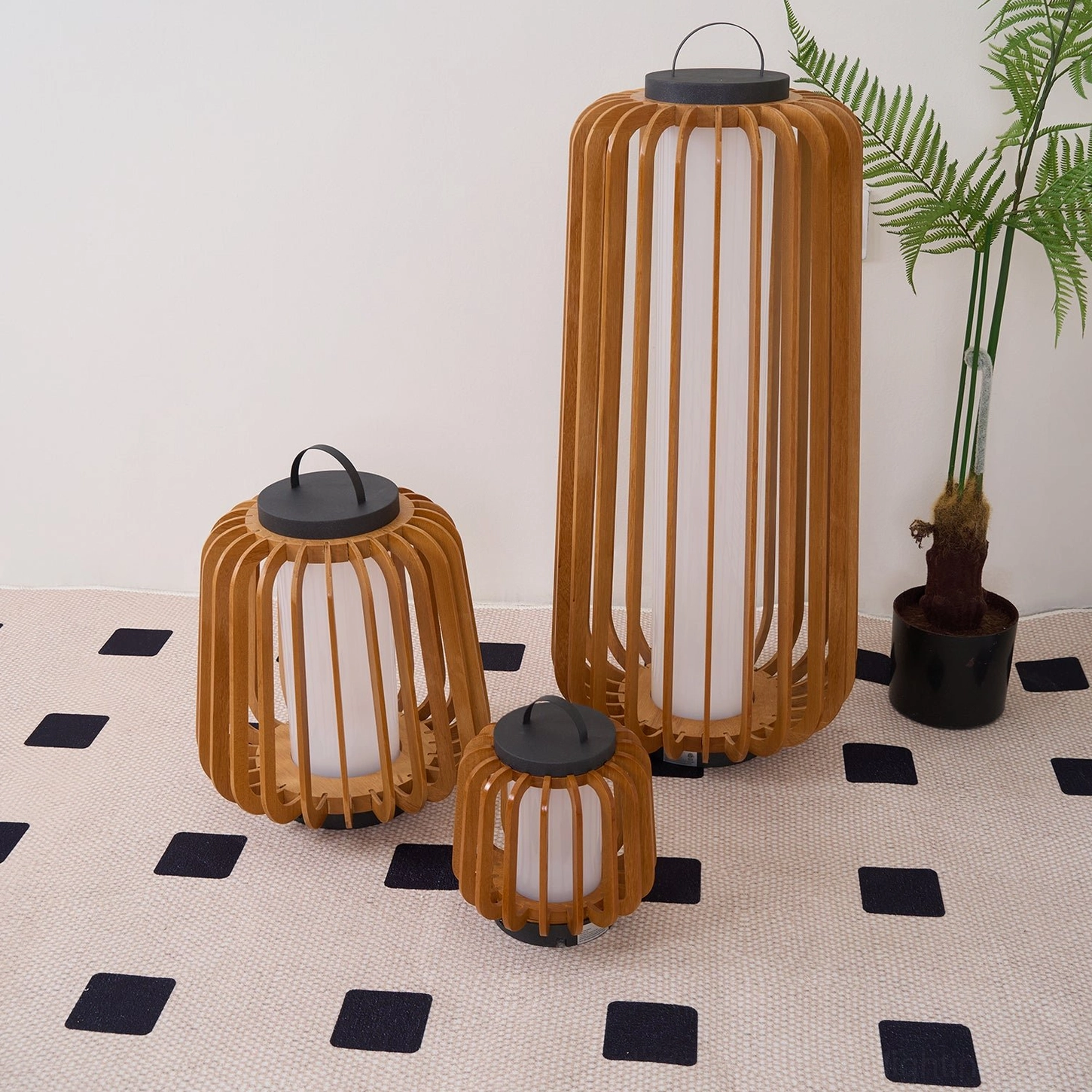 Legno modern outdoor wooden table lamp Model A compact size accent lighting