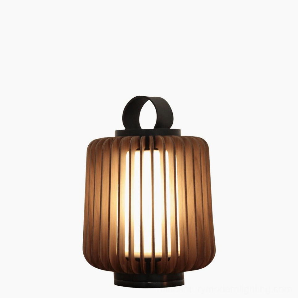 Legno modern outdoor wooden table lamp side angle view product photography