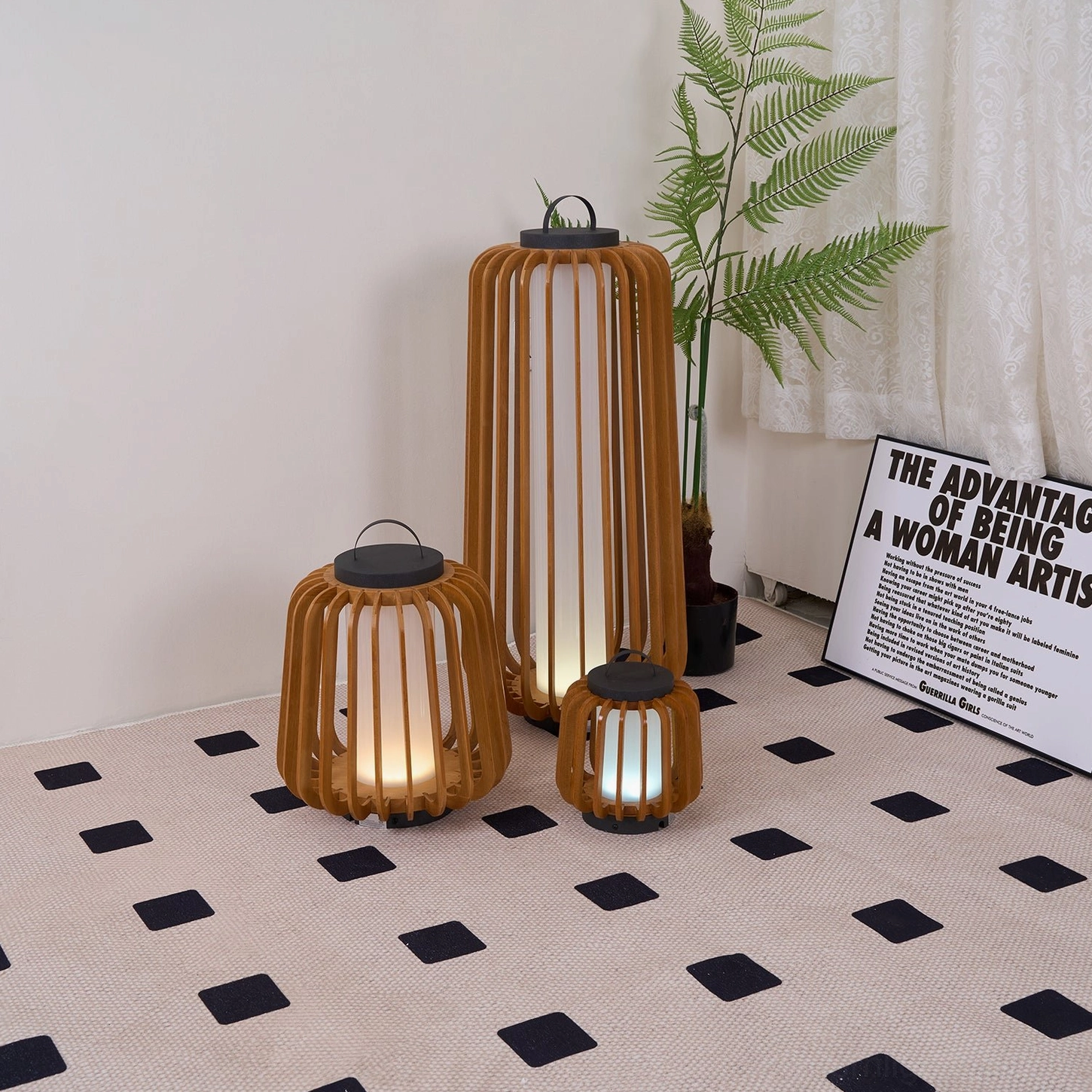 Legno modern outdoor table lamp three size models A B C comparison