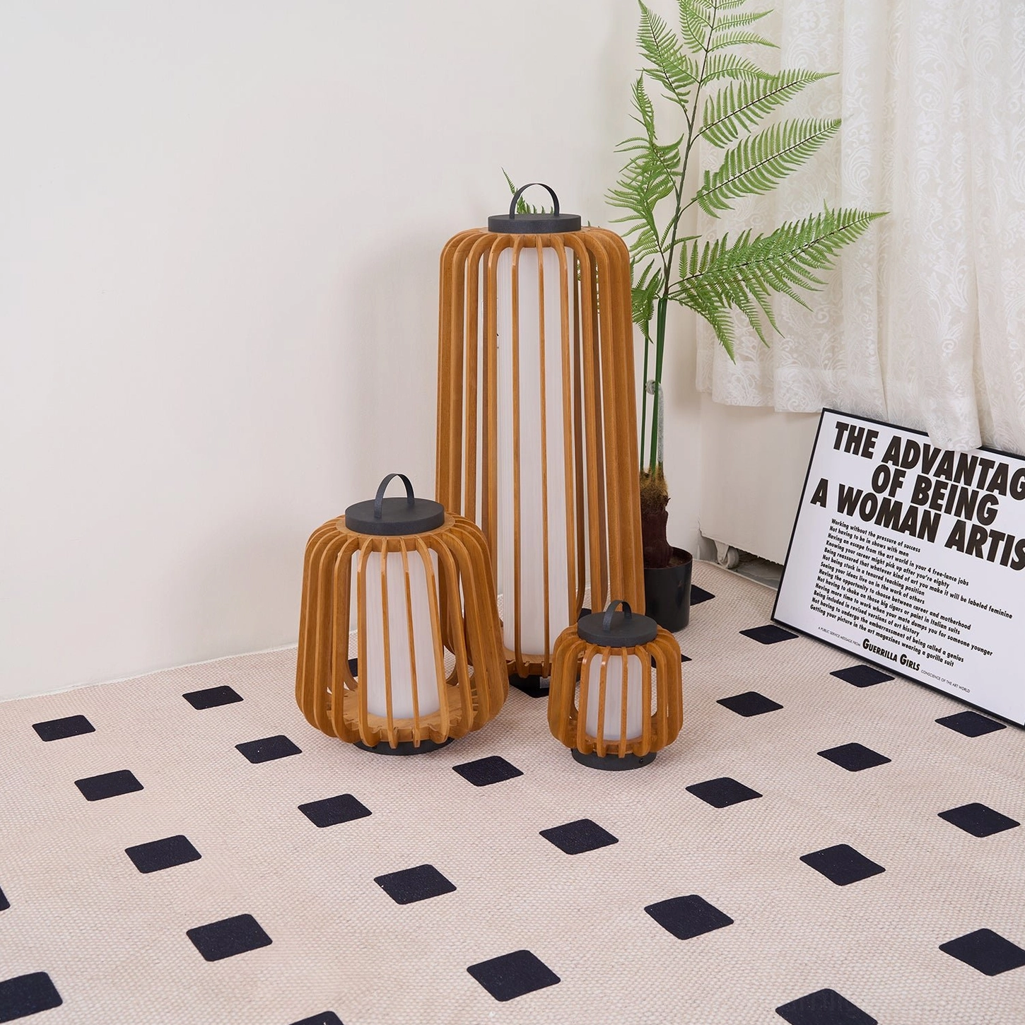 Legno outdoor wooden lantern table lamp Scandinavian design minimalist style