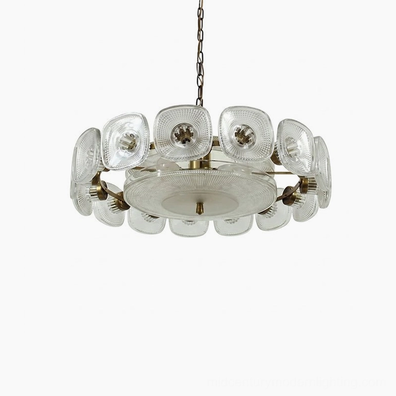 Lennox clear glass ring chandelier 25.6 inch medium size minimalist modern overhead view