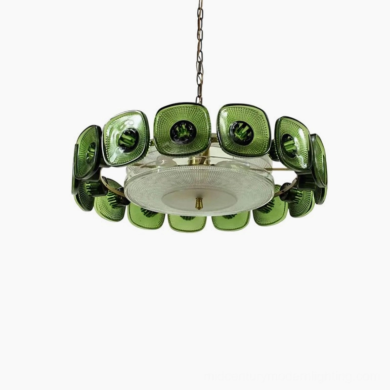 Lennox emerald green glass ring chandelier 25.6 inch diameter mid-century modern size option