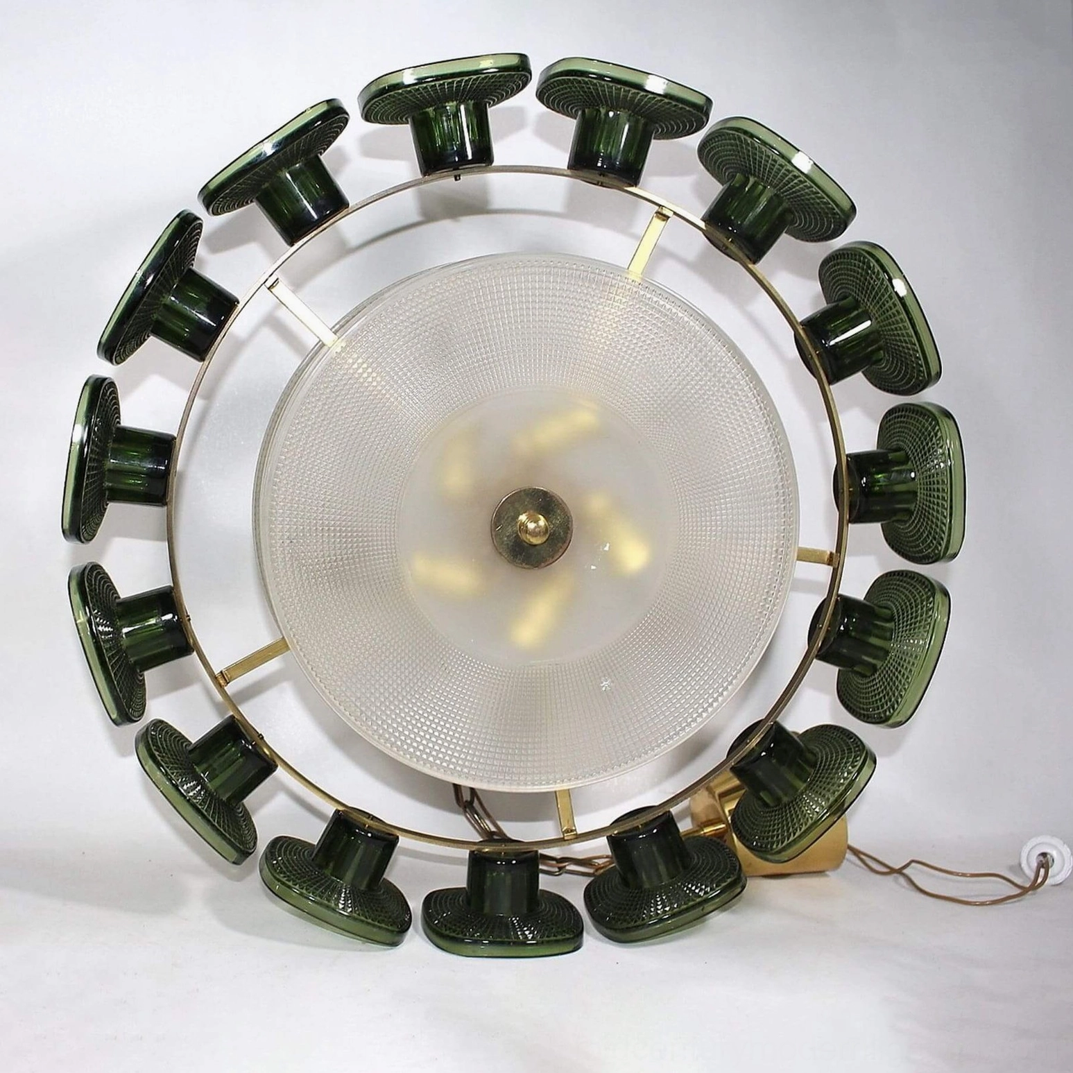 Lennox glass ring chandelier textured dimpled glass panel detail mid-century modern