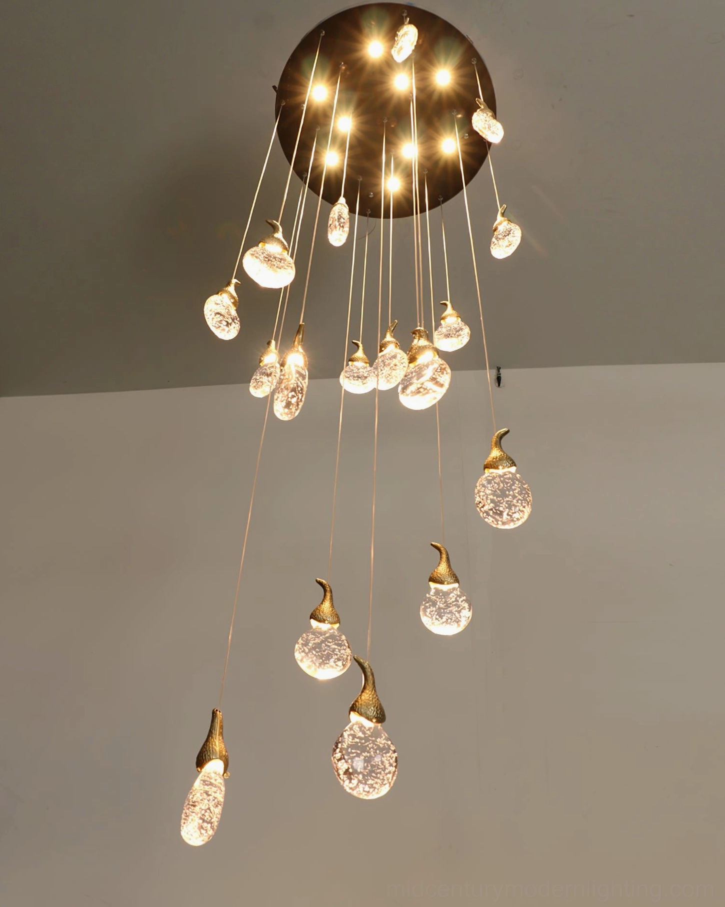 Leo Bubble Chandelier 16-head cluster - contemporary glass pendant fixture for residential spaces