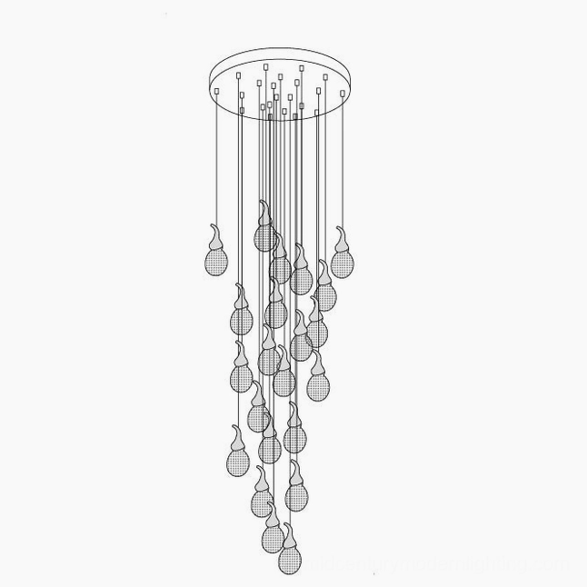 Leo Bubble Chandelier 22-head mounted above dining table - contemporary pendant lighting solution