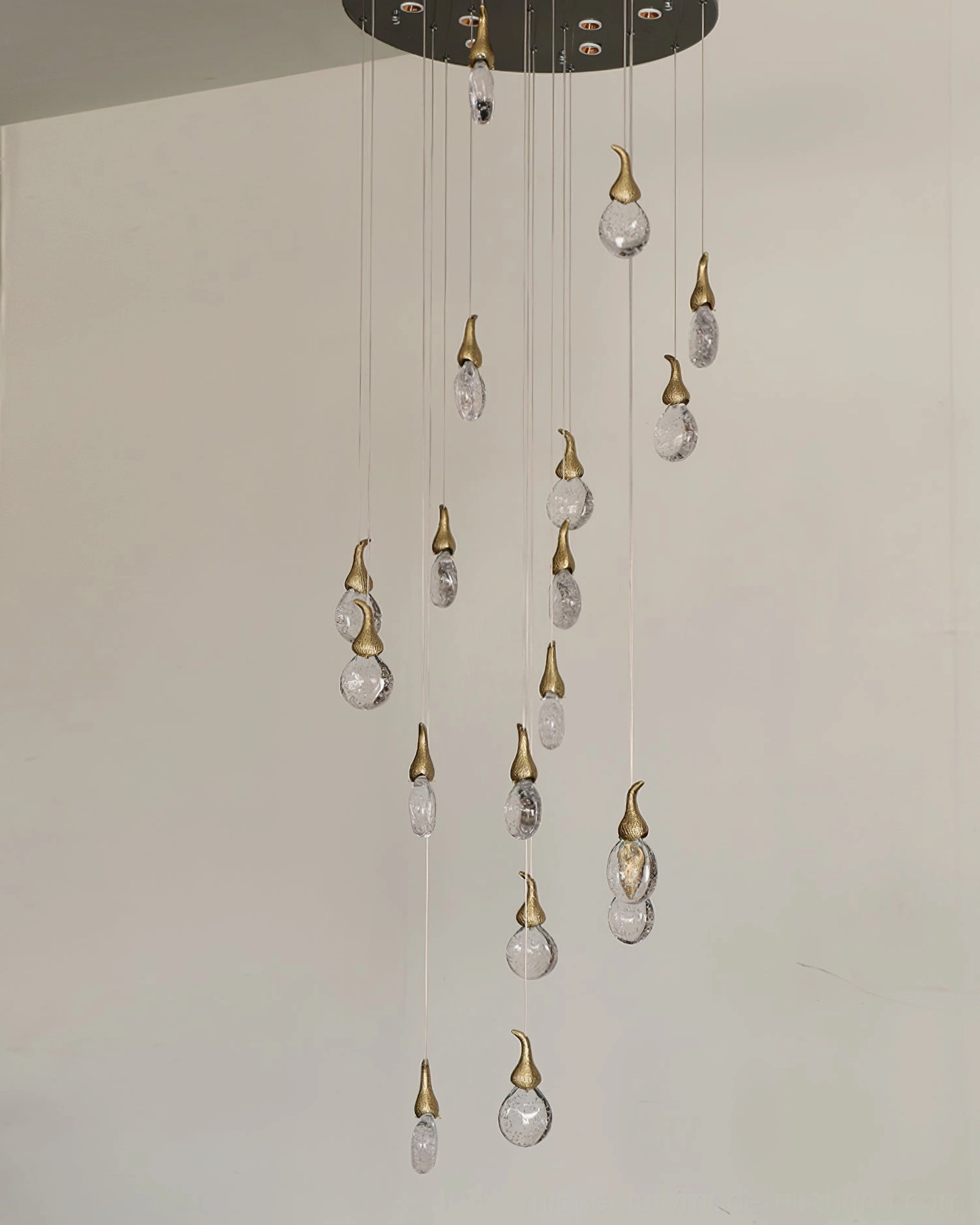 Leo Bubble Chandelier small pendant cluster in minimalist white interior with adjustable suspension wires