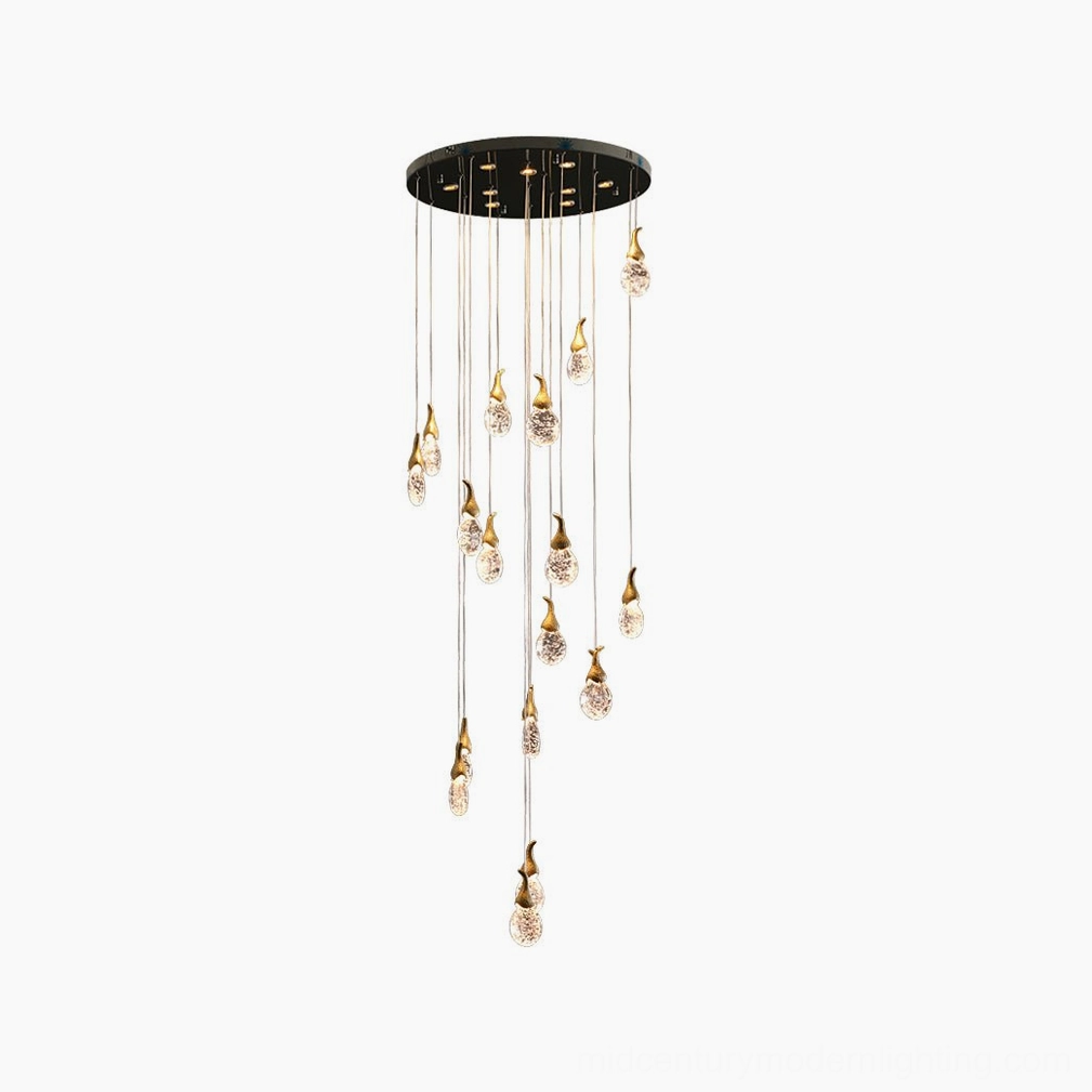 Leo Bubble Chandelier product showcase - modern glass pendant cluster with gold brass hardware in studio lighting