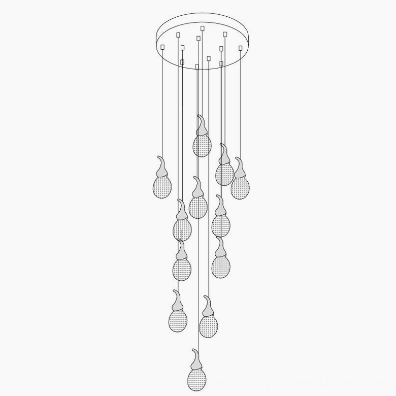 Leo Bubble Chandelier multiple suspension wires showing adjustable pendant drop design
