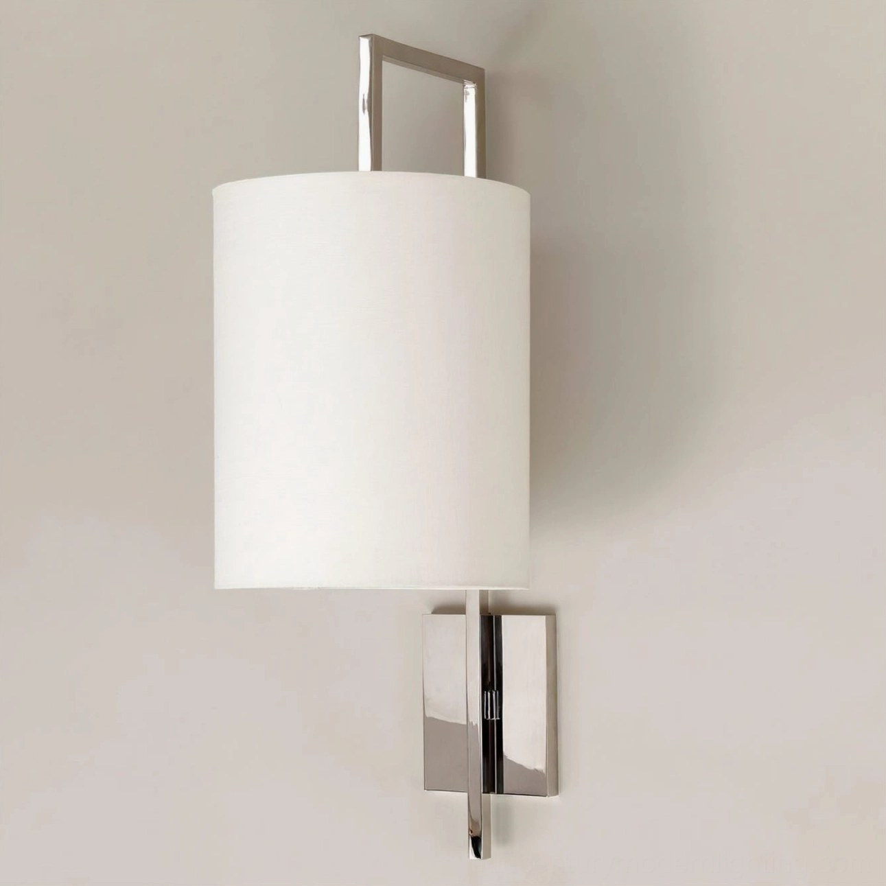 Lewes nickel wall sconce with polished silver finish and square top detail