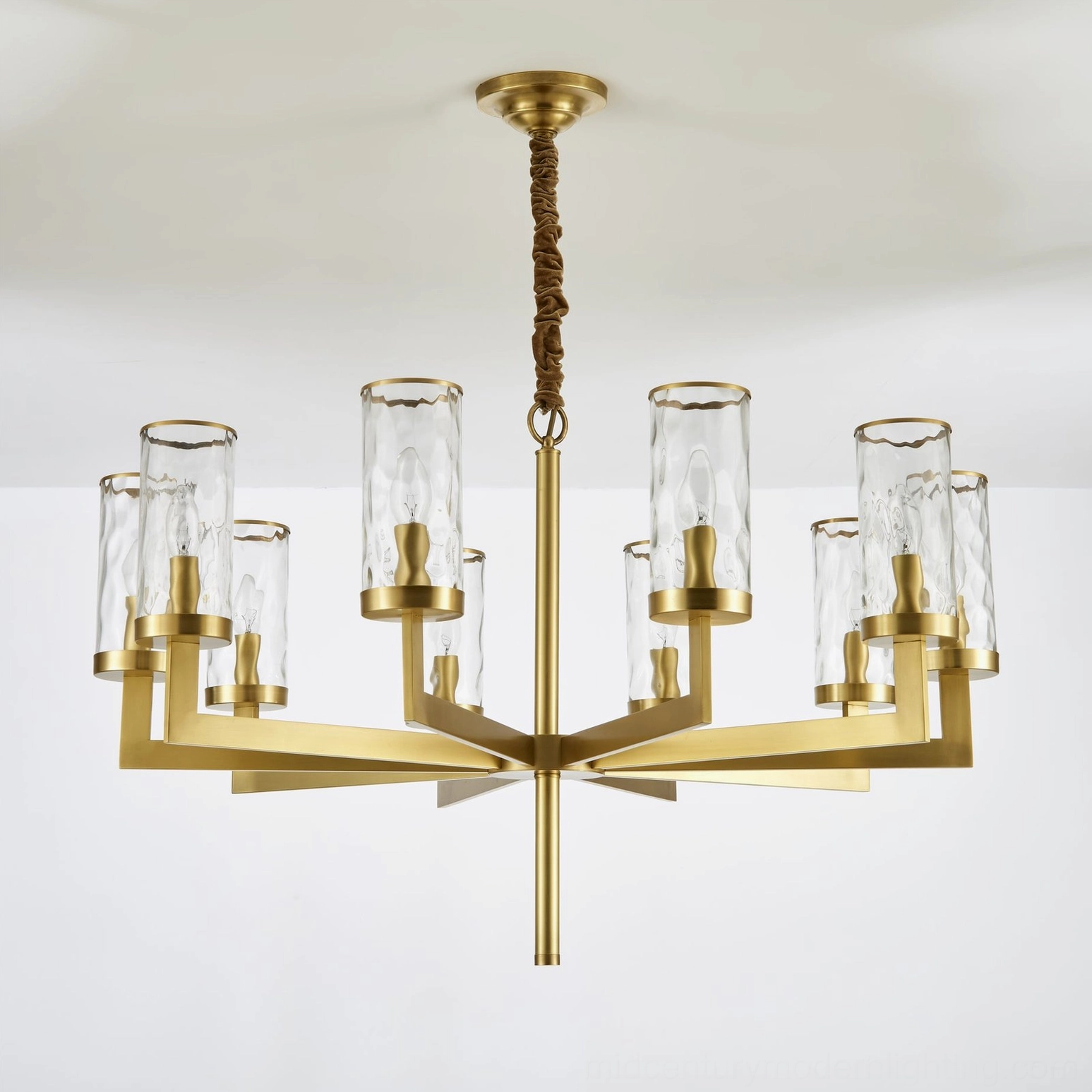 Liaison multi-head chandelier in contemporary home setting with modern furnishings