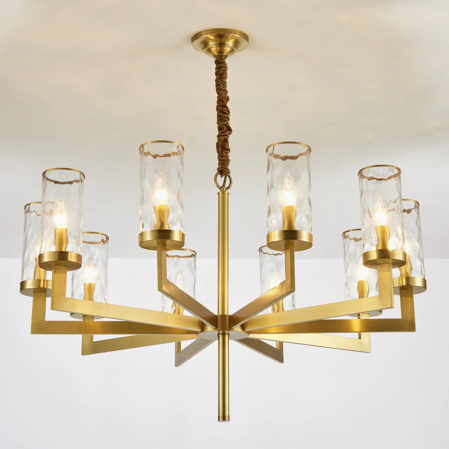 Liaison brass chandelier multiple configuration options from different angles