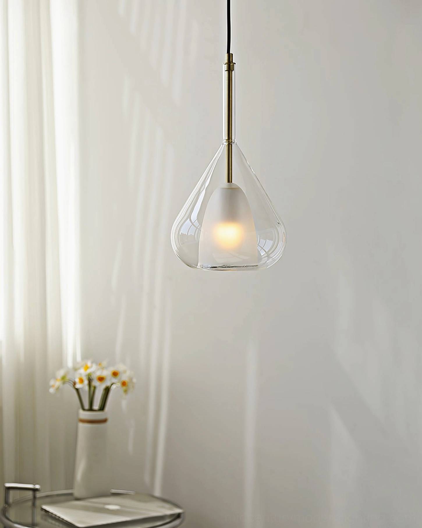 Lila teardrop pendant light fixture complete product view with all components visible