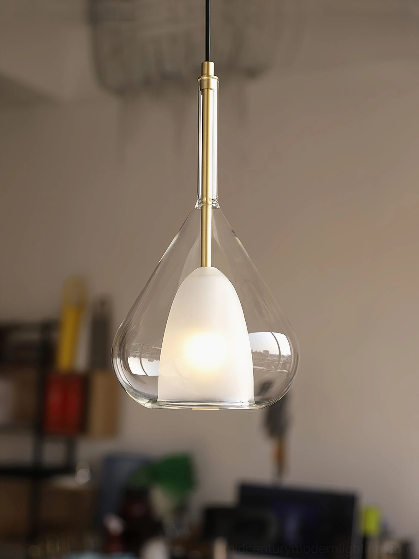 Lila pendant detail shot highlighting premium glass quality and light diffusion properties