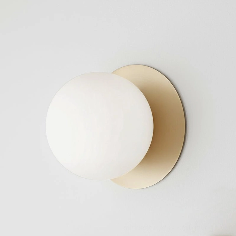Lila wall sconce brass and white frosted glass variant full product display shot