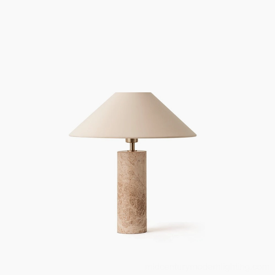 Limoges marble table lamp front view studio shot with minimalist white background showcasing modern lighting design