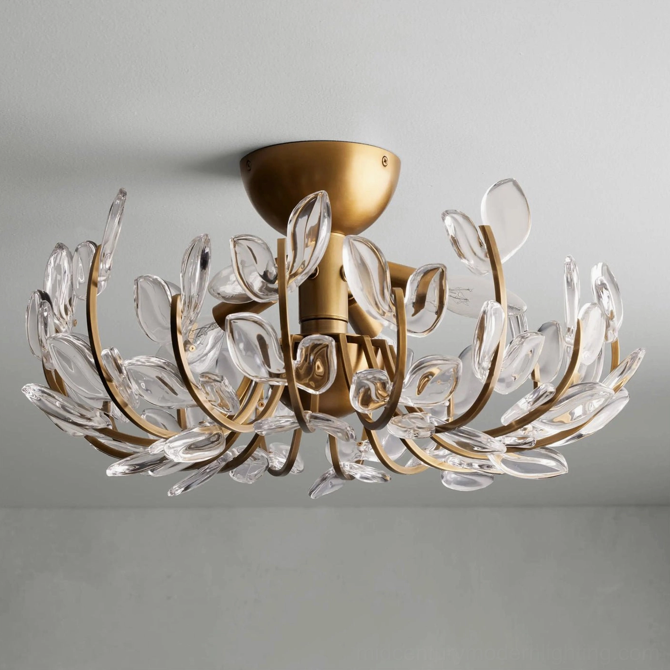 Lindsay floral ceiling light three-quarter view displaying elegant romantic decorative design against neutral background