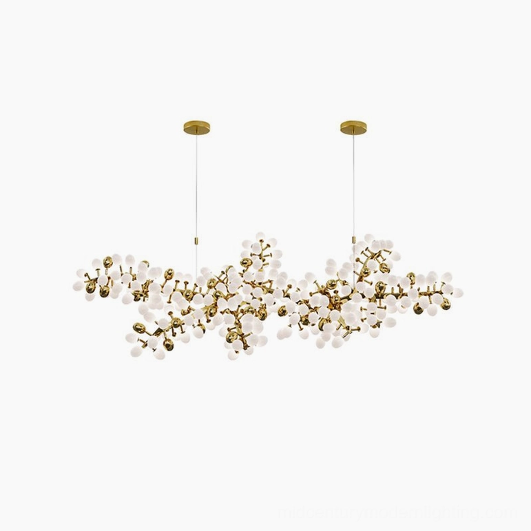 Linear grape vine chandelier 76 heads smallest configuration in modern interior