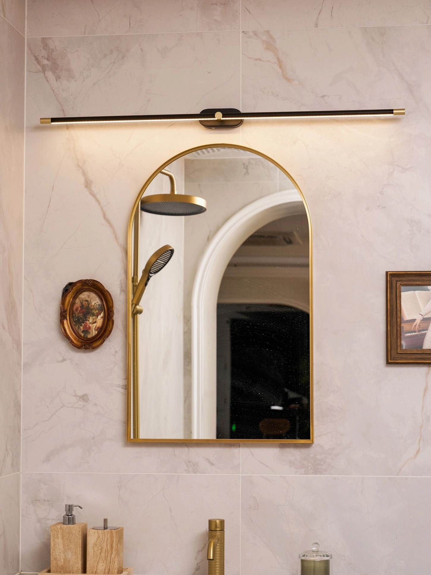 Minimalist linear rechargeable wall lamp demonstrating four-hour battery life runtime duration