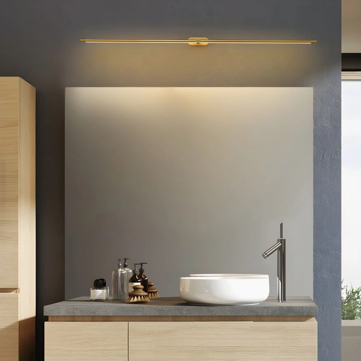Modern linear rechargeable wall lamp in home office study nook for task and accent lighting