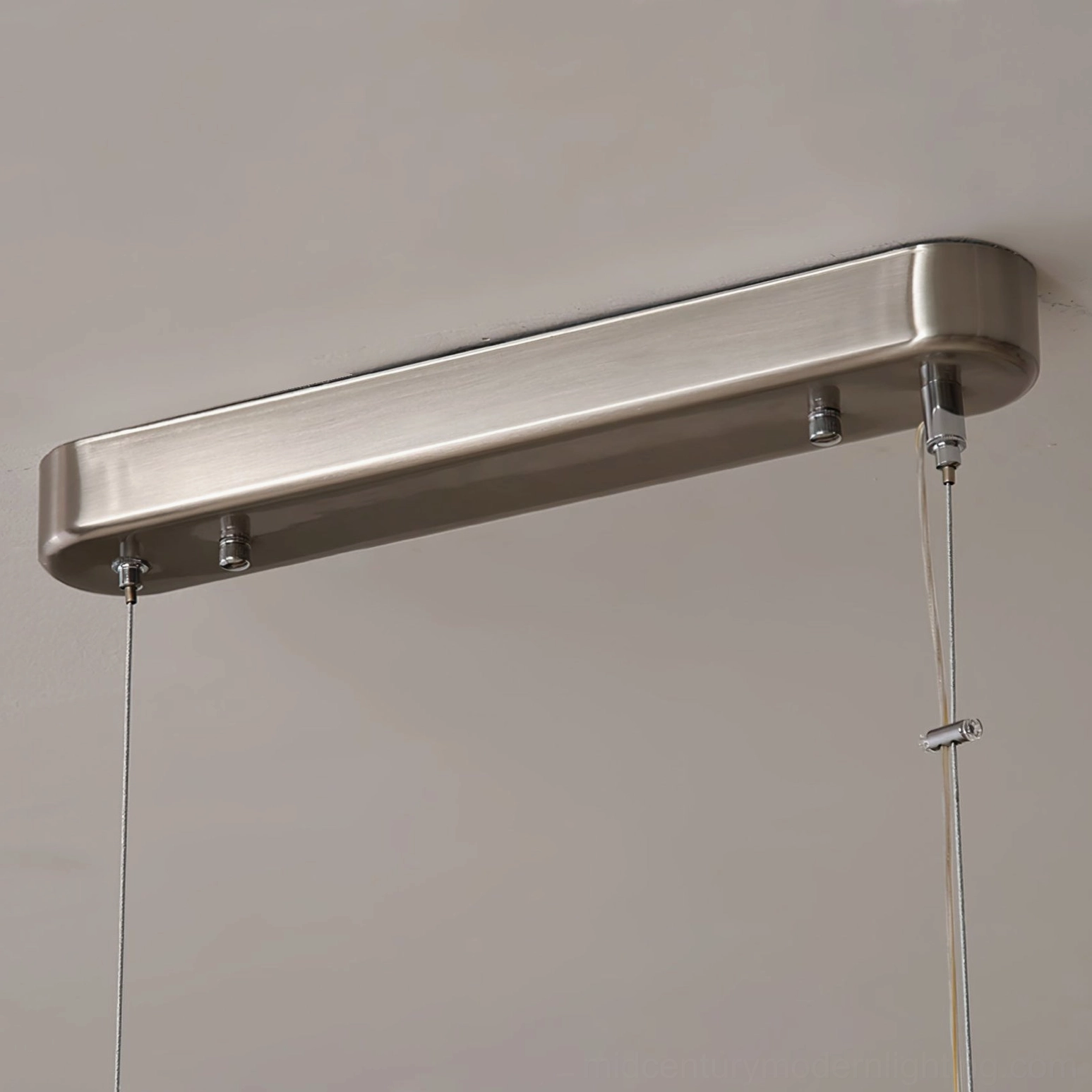 Lirna pendant light ceiling mounting bracket with brushed nickel finish and suspension wires