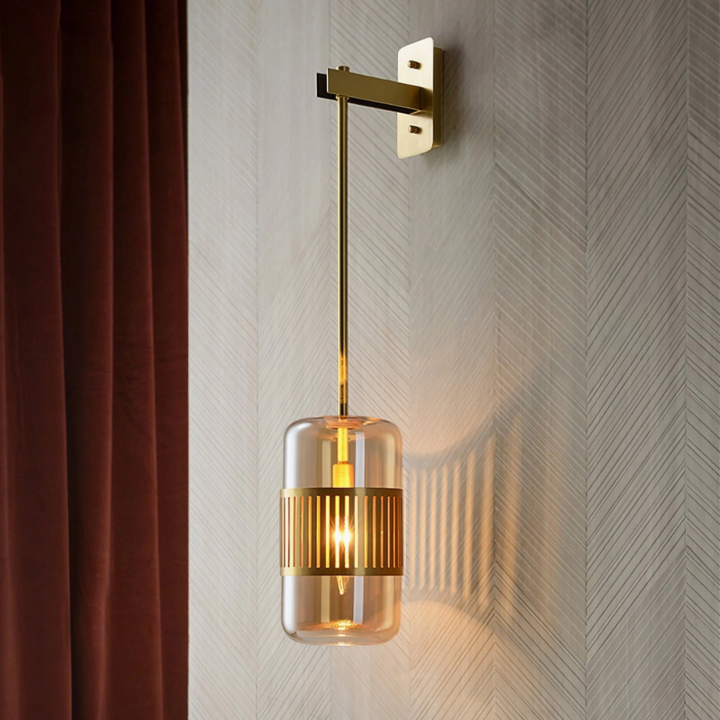 Lizak wall sconce in Scandinavian minimalist interior, pairing with natural materials and geometric wall art
