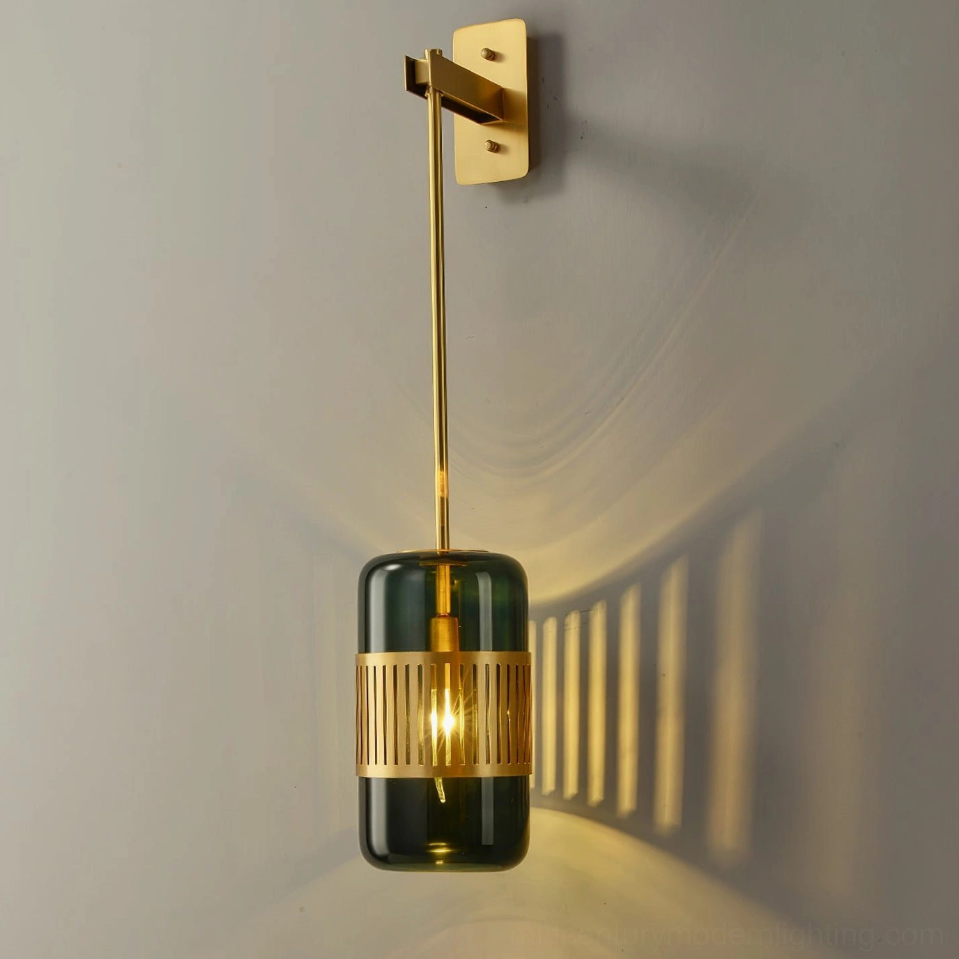 Lizak brass wall lamp architectural proportion study, demonstrating scale and visual balance in interior spaces