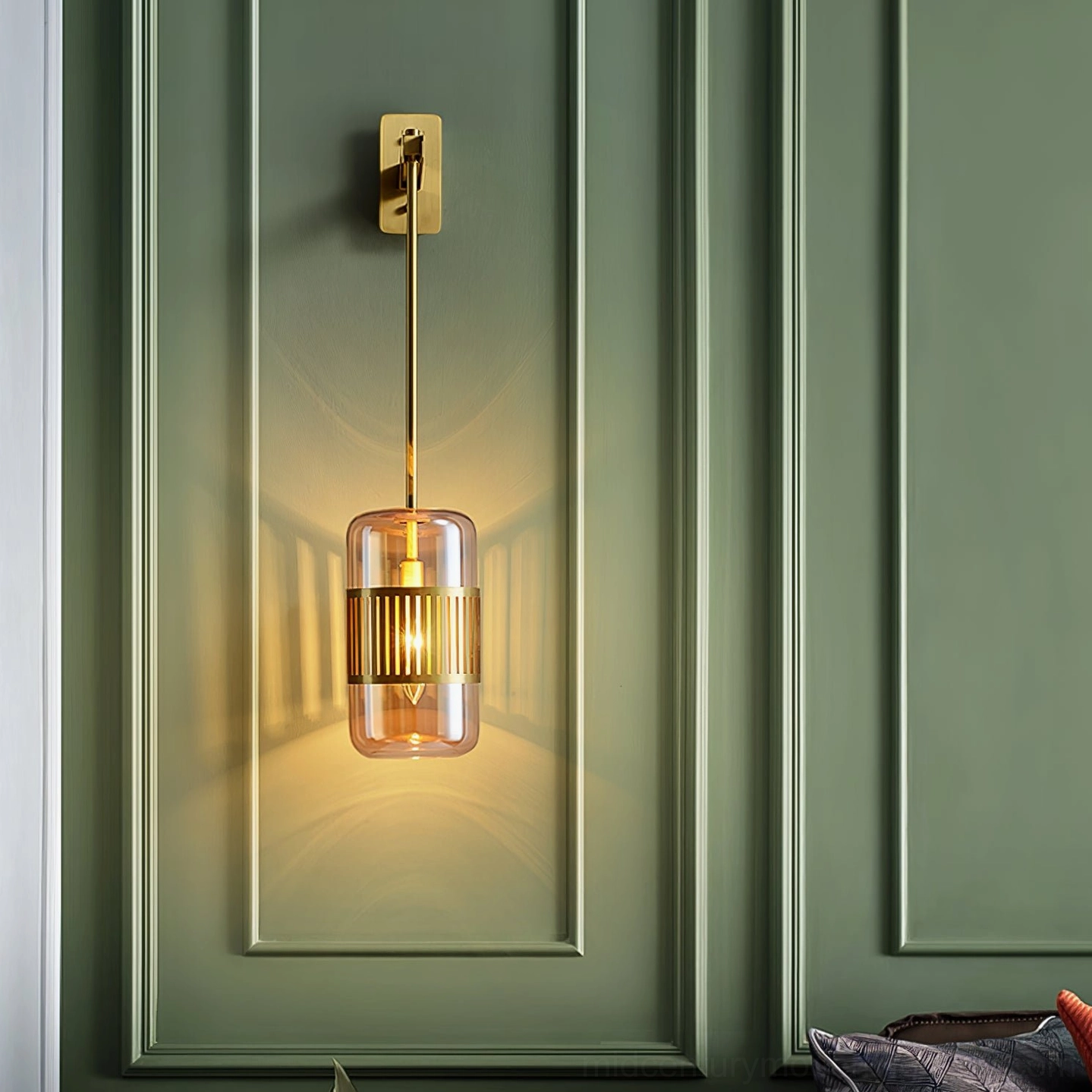 Lizak mounted wall sconce showing installation instructions context, hardwired design for seamless wall integration