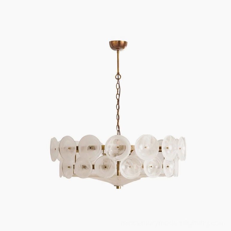 Lorenzo 60cm small white soft glass disc chandelier ideal for entryways and smaller rooms