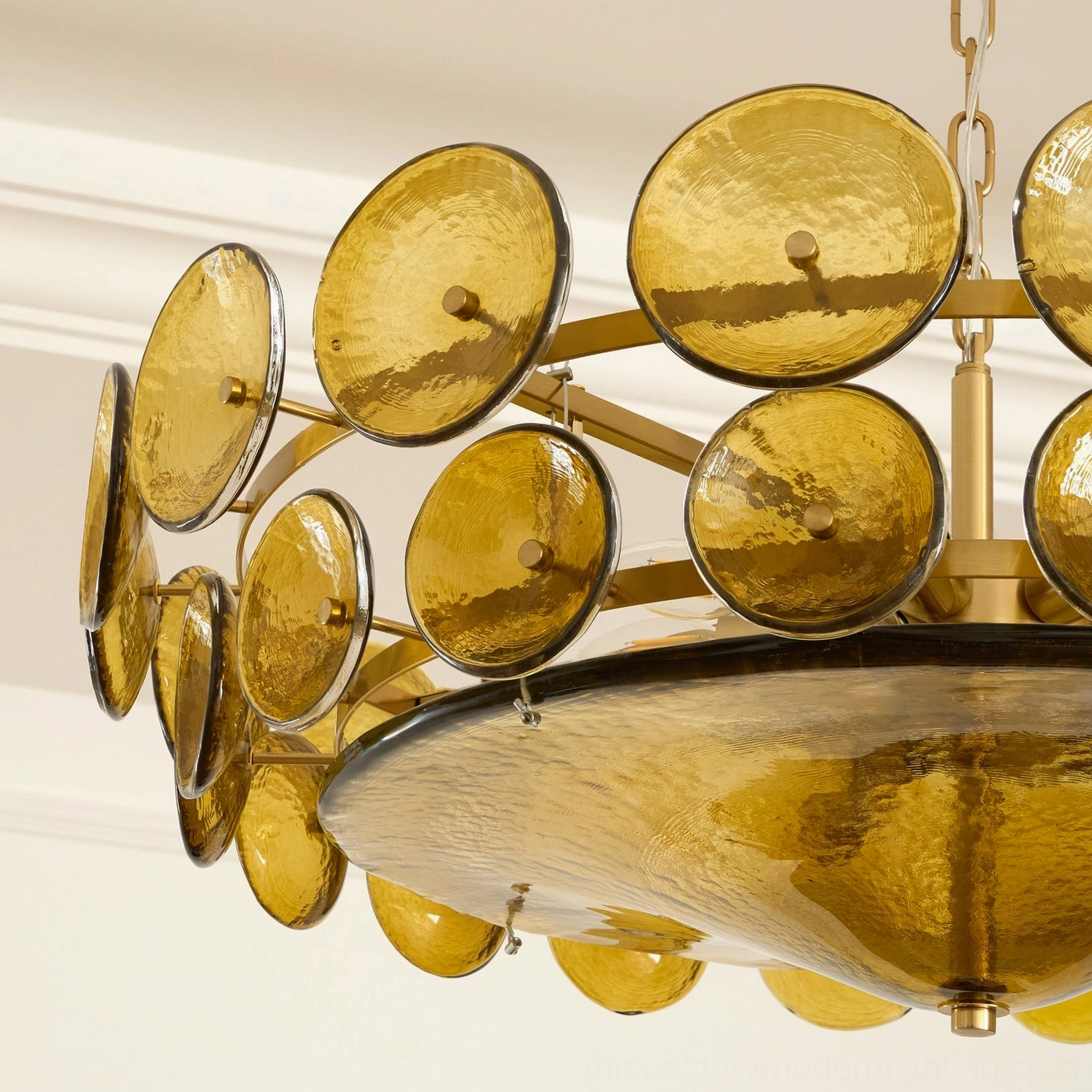 Lorenzo chandelier detail showing electrical components and bulb configuration E14 base