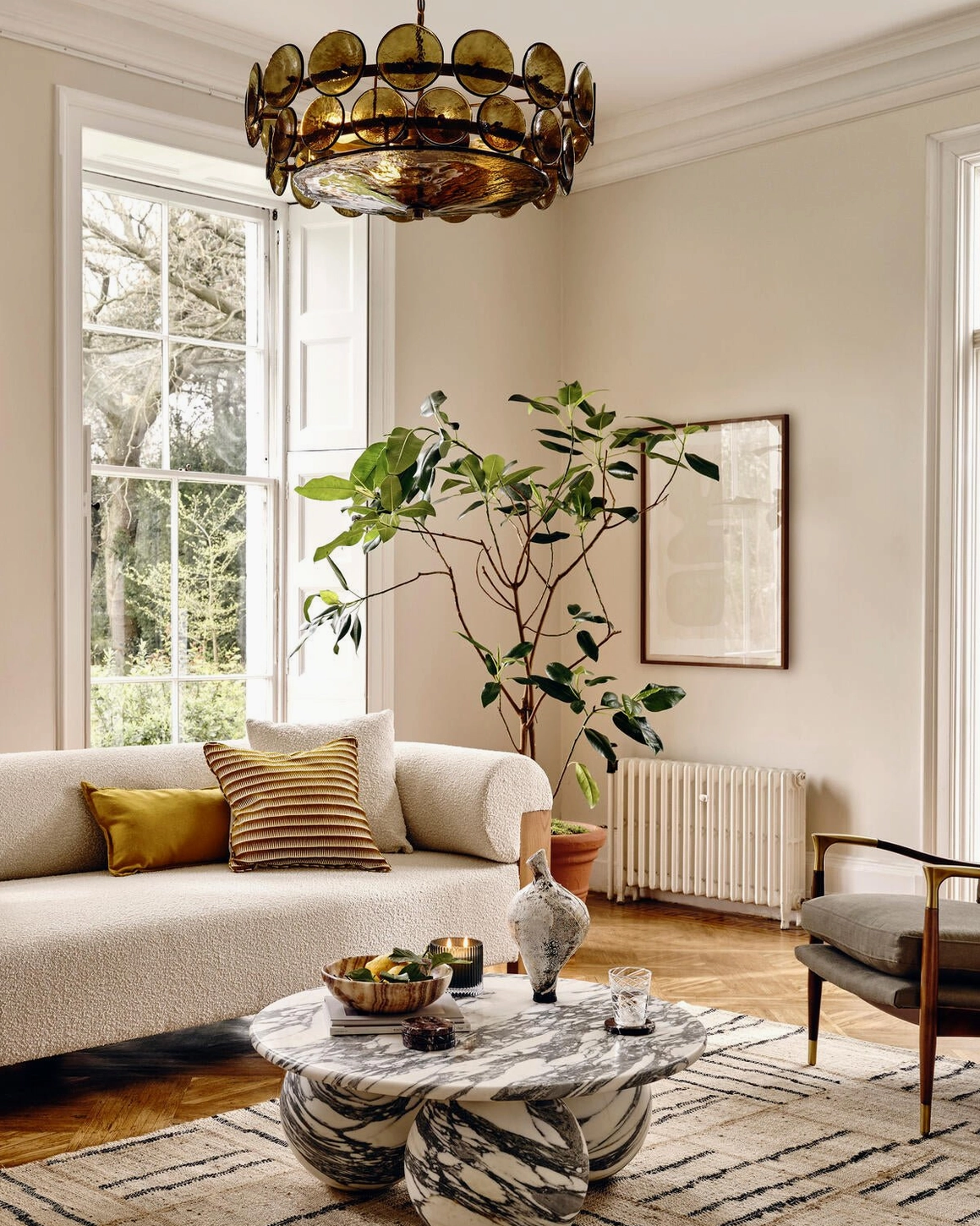 Lorenzo mid-century modern chandelier showing three size options comparison 60 80 100 cm