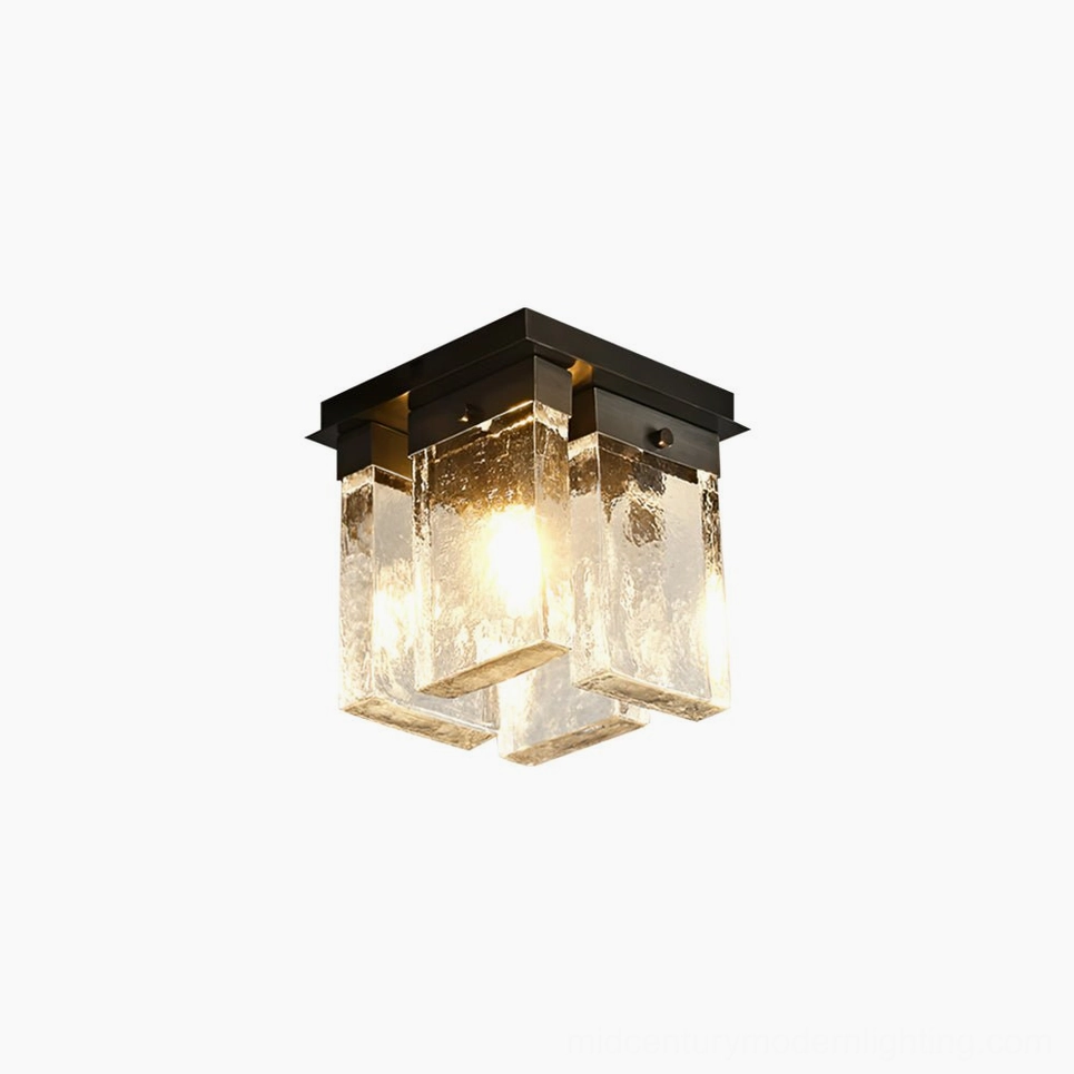 Black square ceiling light fixture - Lourmarin mid-century modern design flush mount