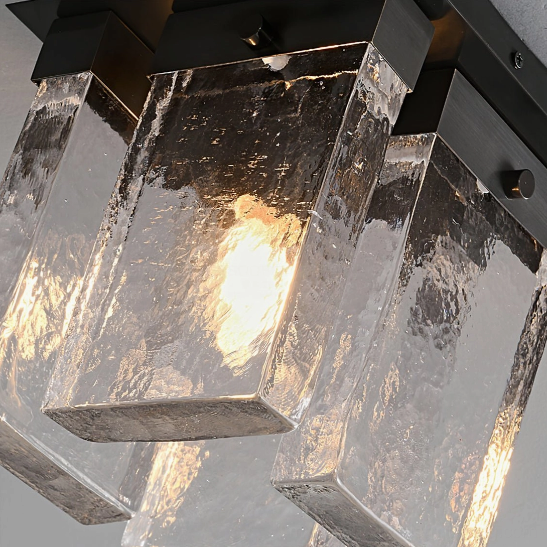 Lourmarin hand-cast textured glass ceiling light fixture architectural detail and material closeup
