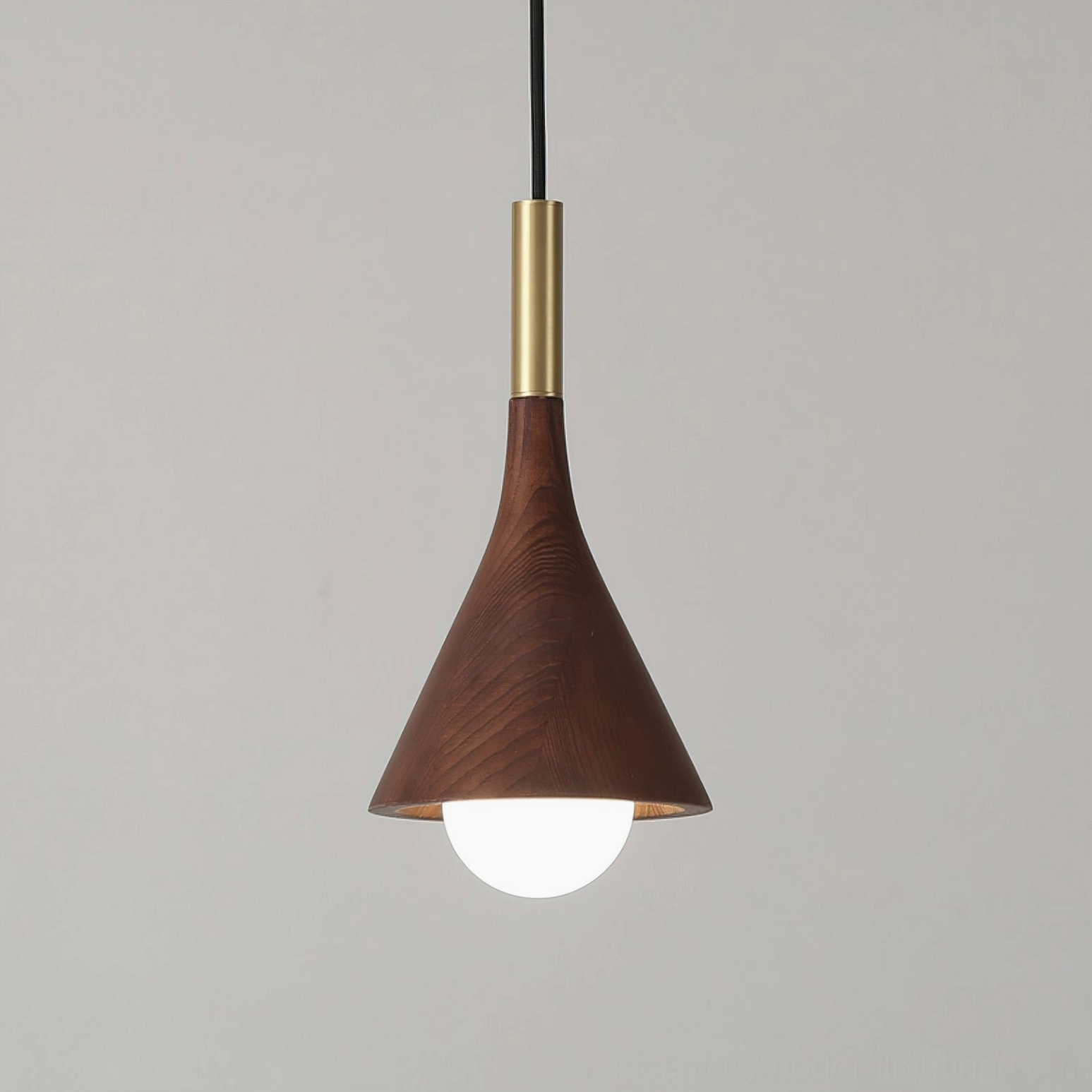 Lucian tapered wood pendant lamp with LED bulb energy-efficient lighting