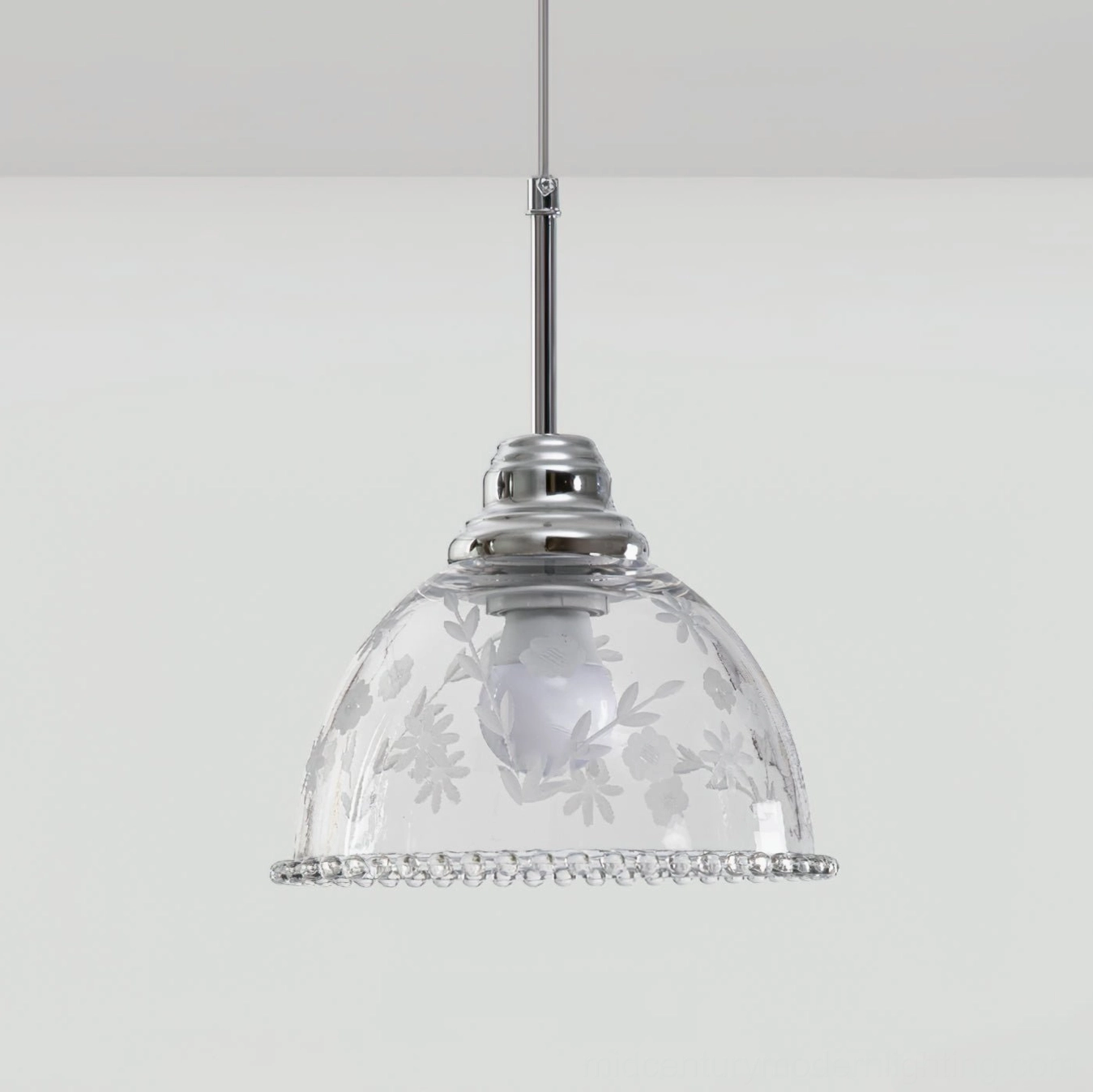 Lucinda pendant lamp in scandinavian minimalist interior with wooden furniture and modern decor