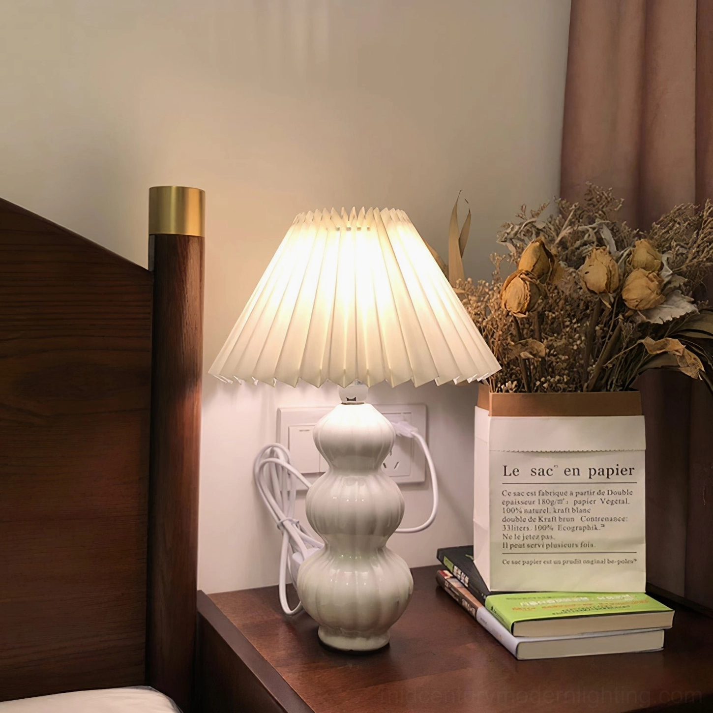 Luna pleated table lamp color matching interior design, shade palette coordinating with decor accessories