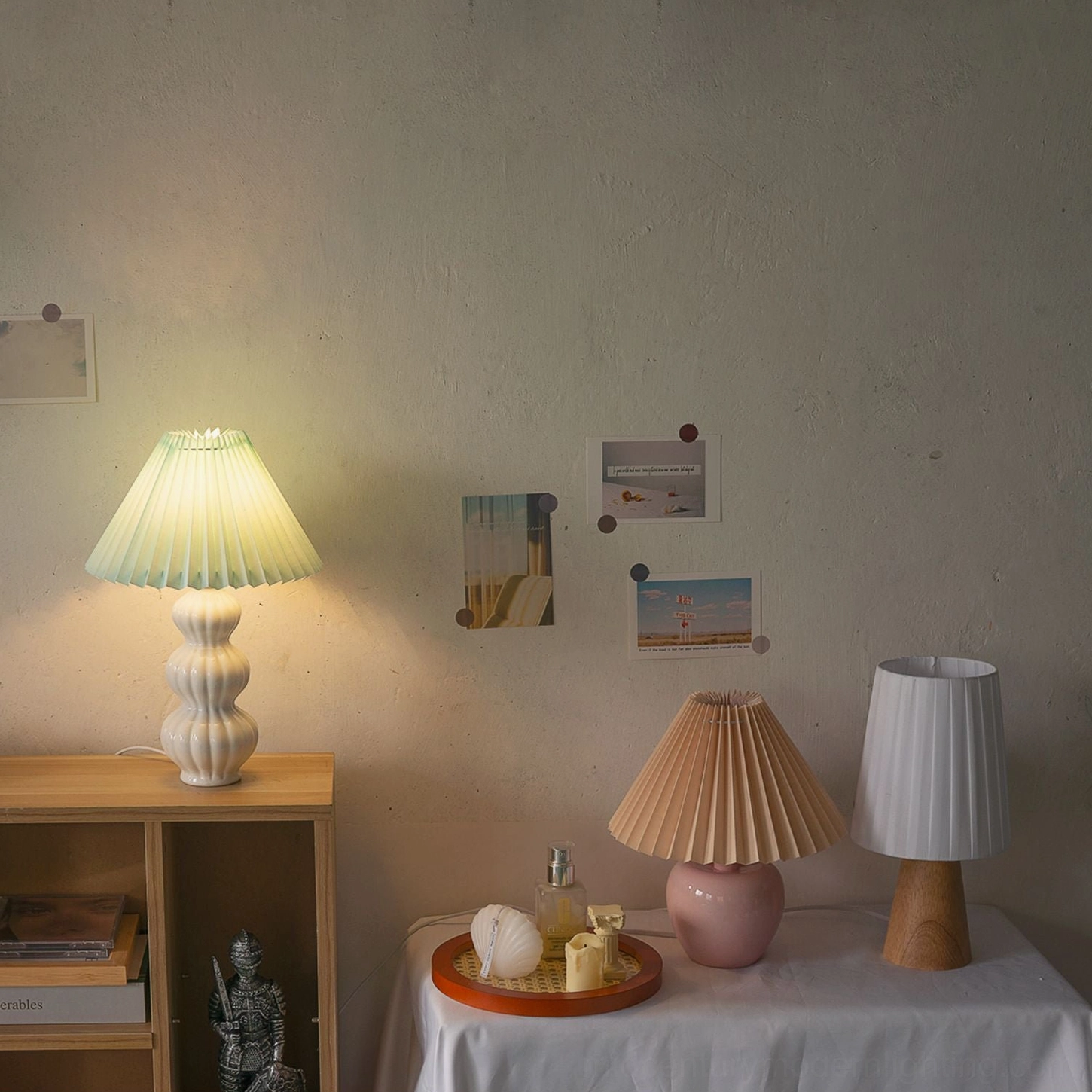 Luna pleated table lamp E14 bulb socket specification, LED and Edison bulb compatible