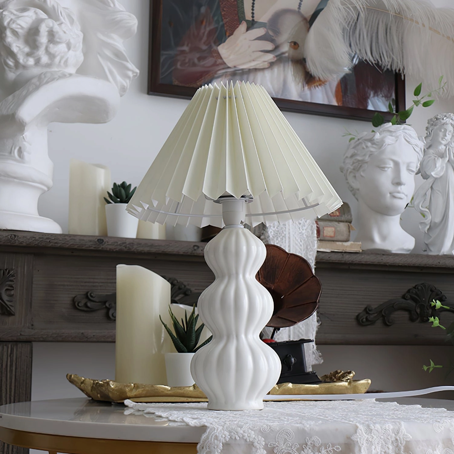 Luna pleated table lamp certification marks, North America Europe Australia multi-region electrical compatibility