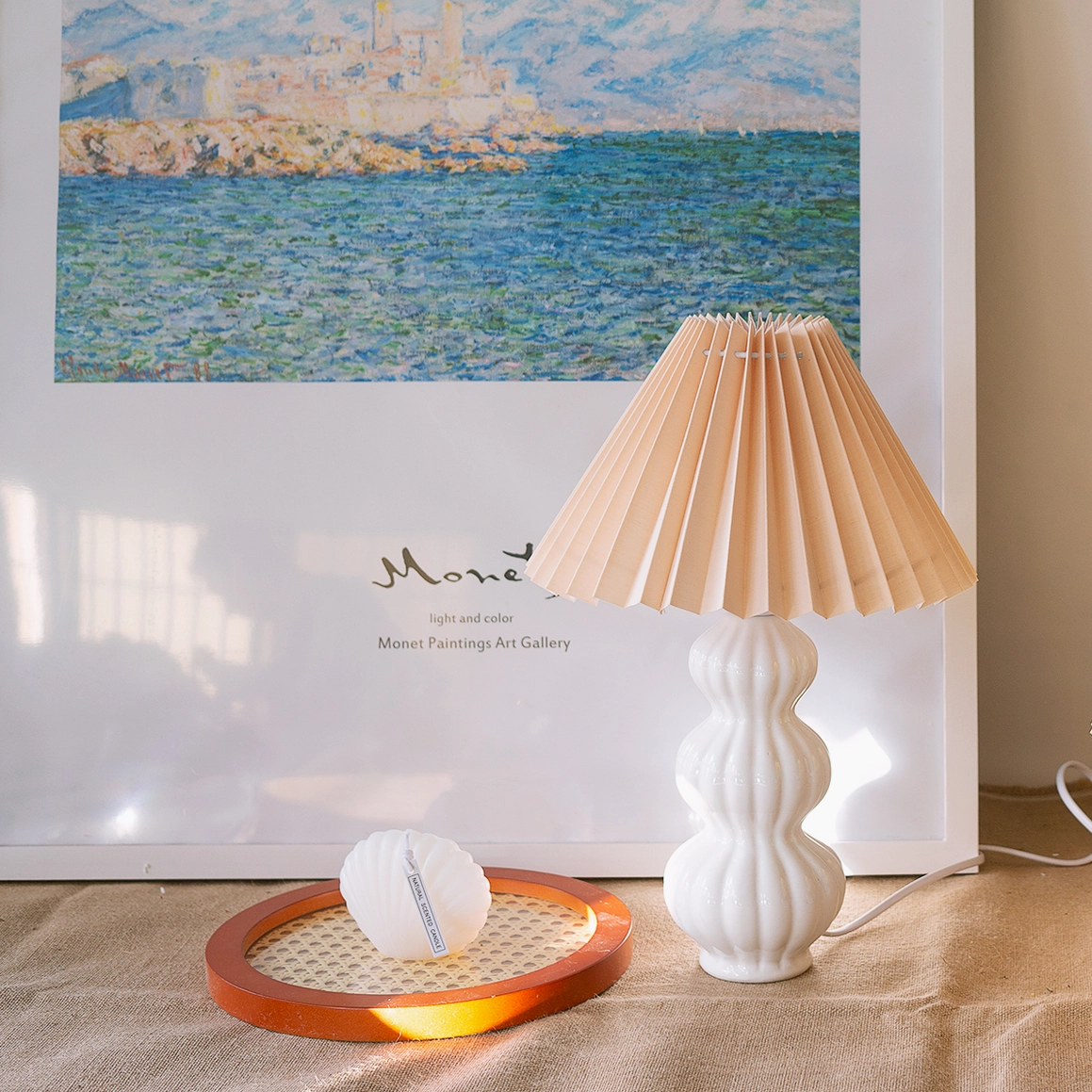 Luna pleated table lamp mocha shade variant, rich sophisticated brown tone for layered interior design