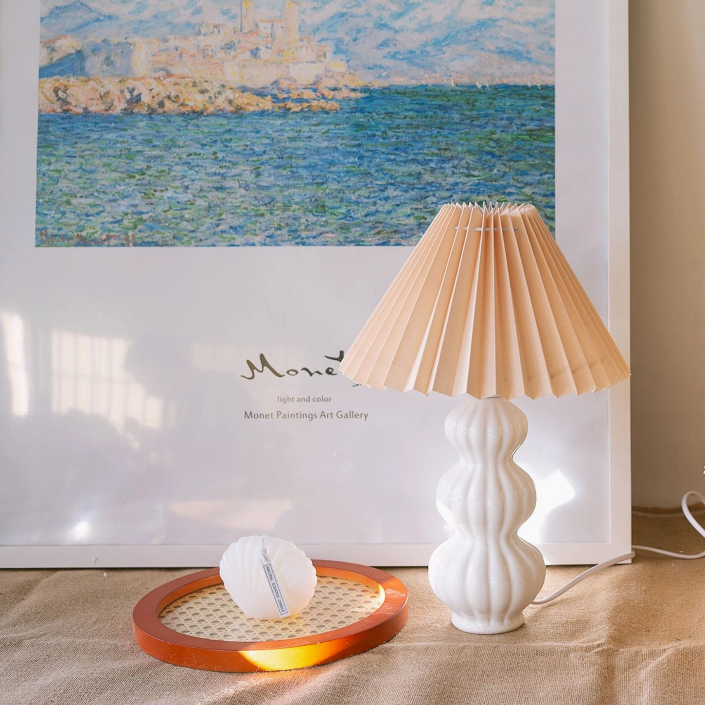 Luna pleated table lamp available colors including beige, light yellow, blue, pink, mocha, khaki shades
