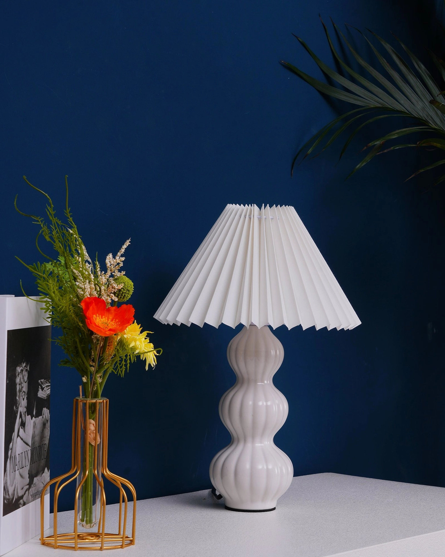 Luna pleated table lamp as sculptural home decor, functional art piece for design-conscious interiors