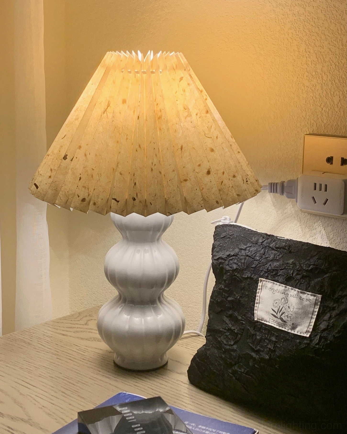 Luna pleated table lamp with vintage decor collection, authentic mid-century modern lighting for eclectic interiors