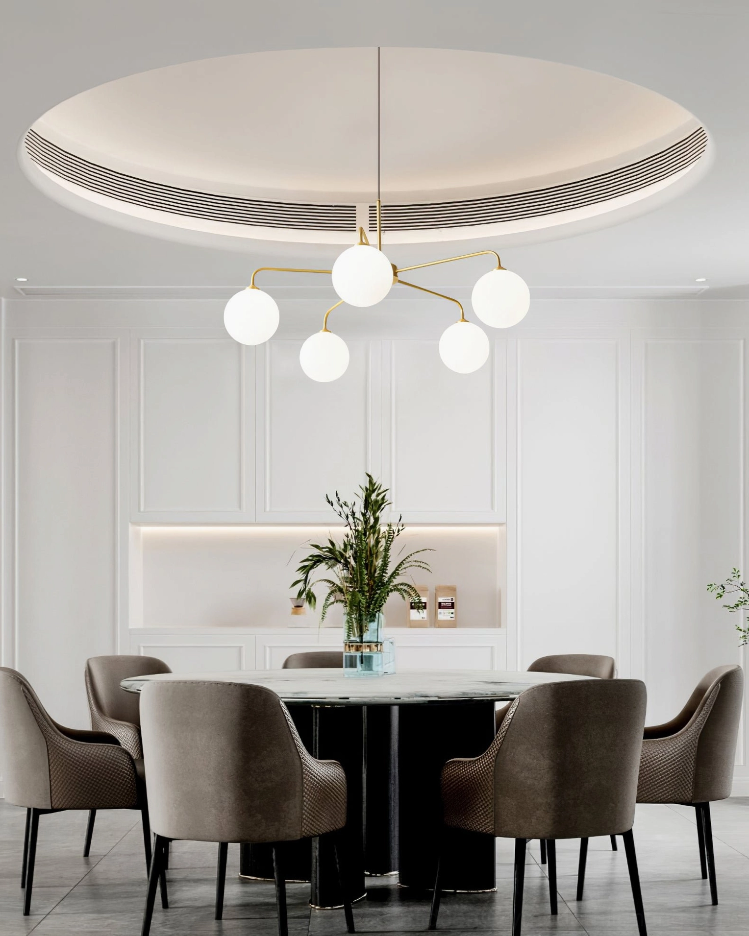 Detailed view of Lune frosted milk glass shade texture and light transmission characteristics