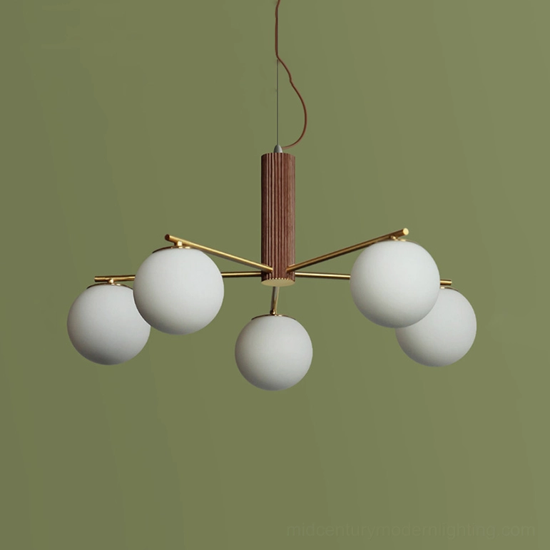 Macy sputnik chandelier walnut finish variant professional product detail photography