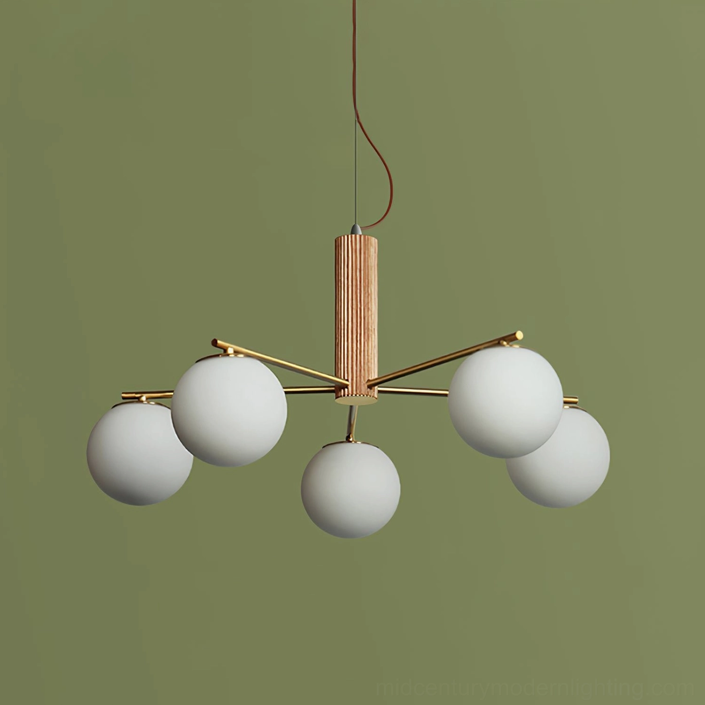 Macy sputnik chandelier wood color finish variant showing warm natural wood tones
