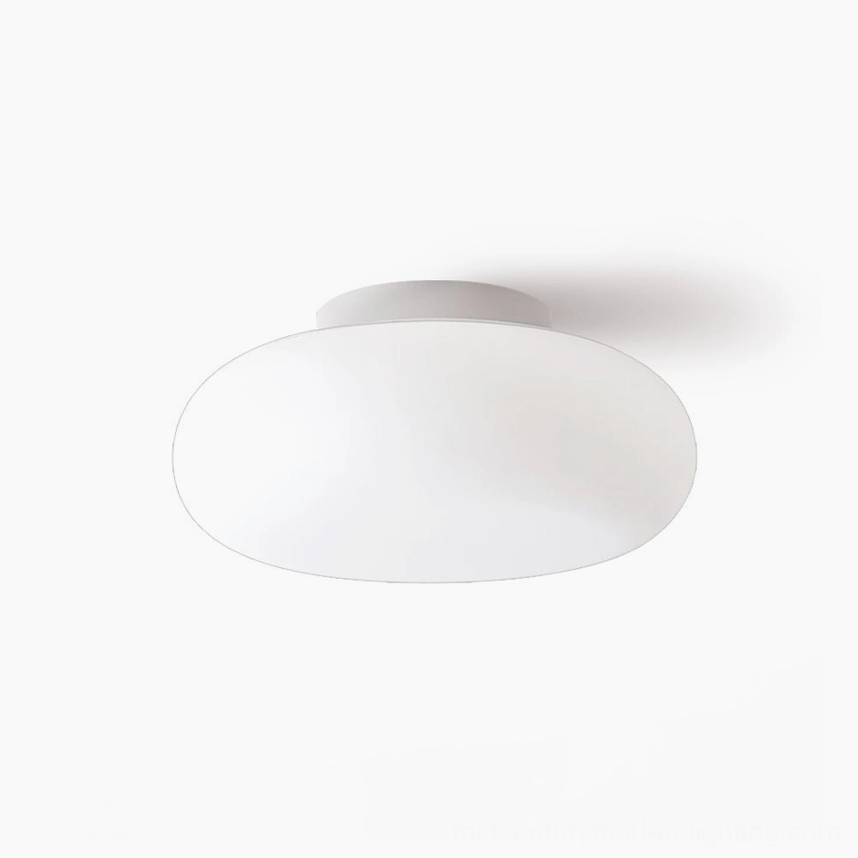 Maga ellipsoid ceiling light white opal PE shade chrome base minimalist modern fixture