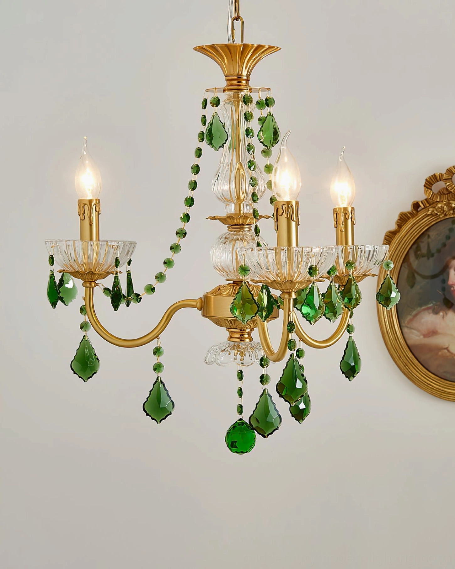 Magdalena mid-century modern brass chandelier in luxurious interior setting
